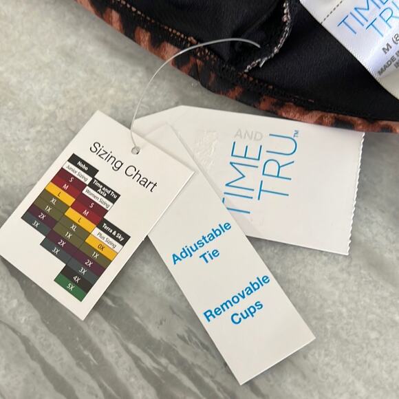 Time and Tru Brown Animal Print One piece Swimsuit NWT Woman Size M 8/10 - Picture 6 of 9